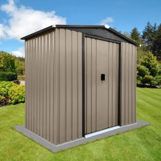 4x6FT Outdoor Storage Sheds, Utility Tool Storage Shed With Sloped Roof Design And Sliding Door, Waterproof Roof Design Garden Storage House image {4}