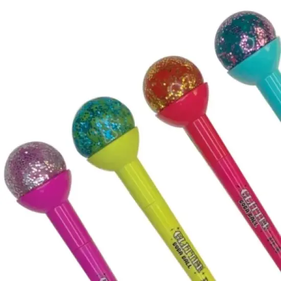 Squishy Glitter Boba Pens (4 Pack) - Fun Fidget Topper, Black Ink image {3}