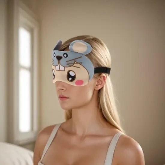 Soft Cartoon Mouse Eyes Sleep Mask Gray 1 Pc image {5}