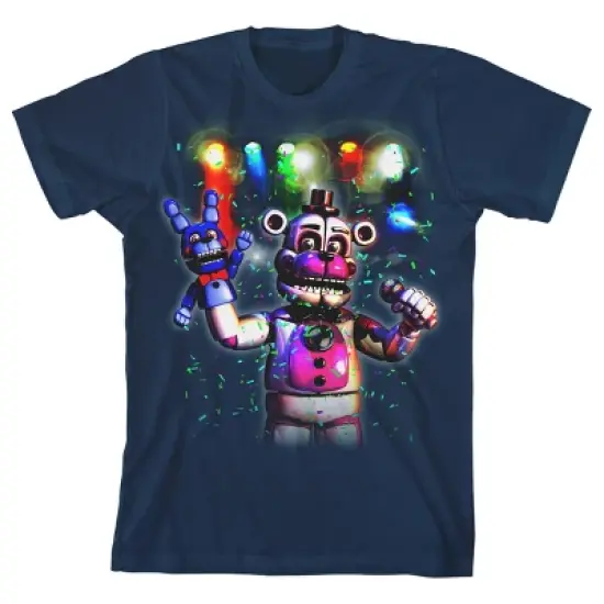 Five Nights at Freddy's Funtime Freddy Colored Lights Boy's Navy T-shirt image {6}