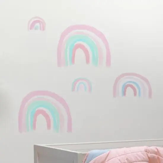 Lambs & Ivy Watercolor Pastel Rainbow Nursery/Kids Wall Decals - Pink/Mint image {1}
