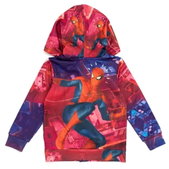 Marvel Spider-Man Fleece Zip Up Cosplay Hoodie Toddler to Big Kid image {6}