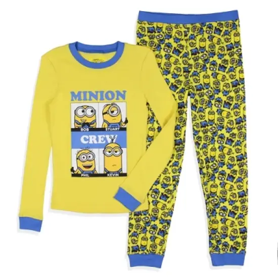 Despicable Me Boys' Minions Crew Bob Stuart Phil Kevin Sleep Pajama Set Yellow image {4}