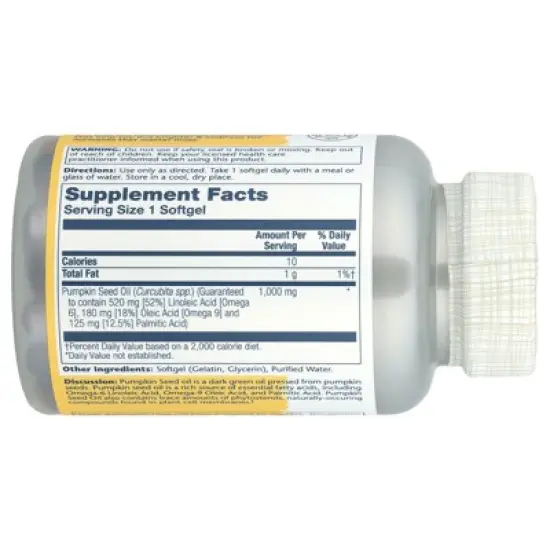 Solaray Pumpkin Seed Oil, 1,000 mg, 90 Softgels image {1}