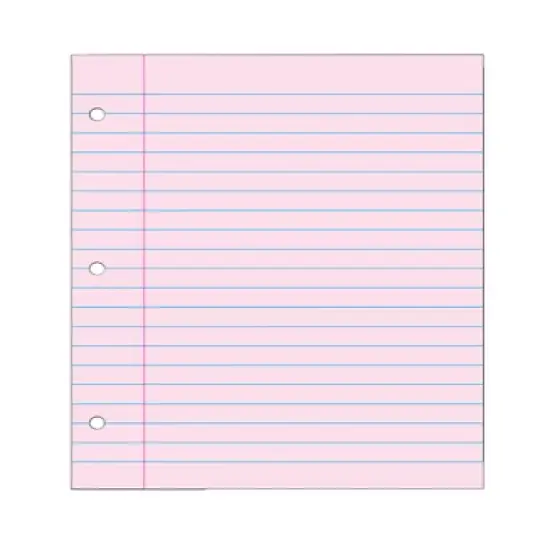 School Smart Filler Paper, 3-Hole Punched, 8-1/2 x 11 Inches, Pink, 100 Sheets image {1}