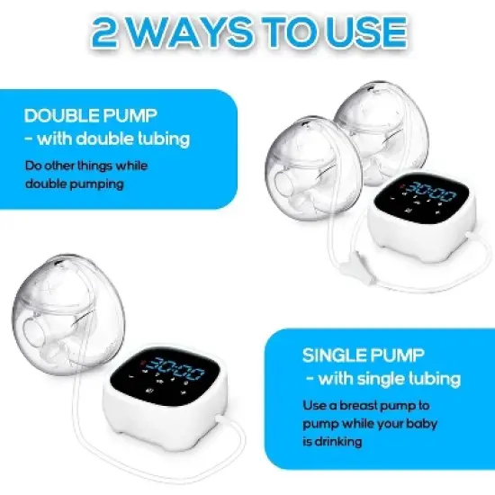 CARER SPARKS Double Breast Pump Electric - Wearable Hands Free Breast Pump Closed System Portable Breast Pumps image {2}