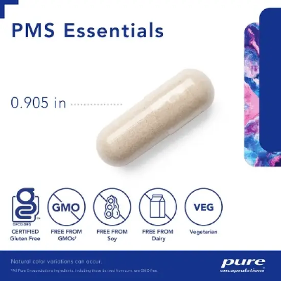 Pure Encapsulations PMS Essentials - Hypoallergenic Supplement Supports Menstrual Comfort, Fatigue, and Helps Lessen Cravings* - 120 Capsules image {2}