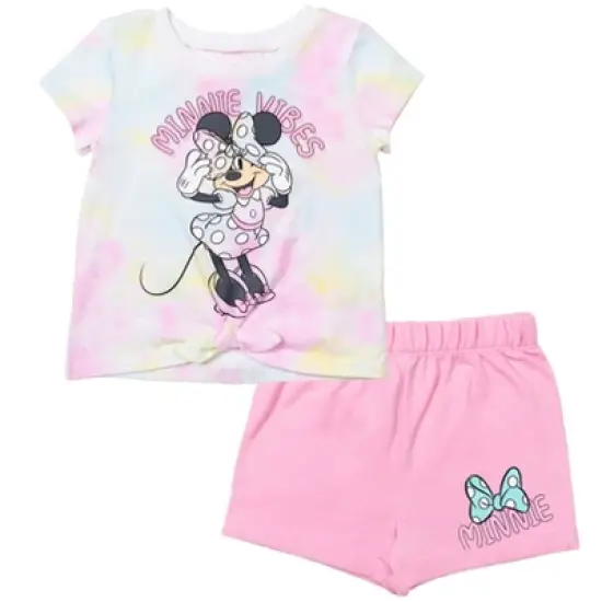 Disney Minnie Mouse Girls T-Shirt Shorts and Scrunchie 3 Piece Outfit Set Little Kid to Big Kid  image {1}