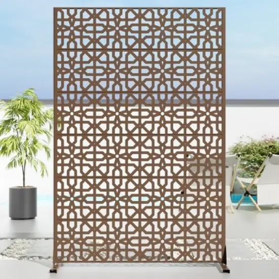 72" H&times;47"W Dovelina Brown Metal Planter Box with Trellis Privacy Screen for Caf&eacute; Patio,Garden & Balconies image {8}