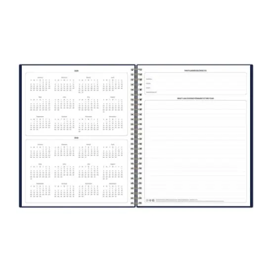 Blue Sky 8"x10" 2025-2026 Weekly/Monthly Spiral Planner Printed Phased Navy image {6}