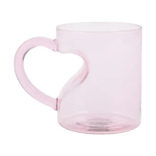 Bioworld Heart Transparent Pink Glass Mug image {1}