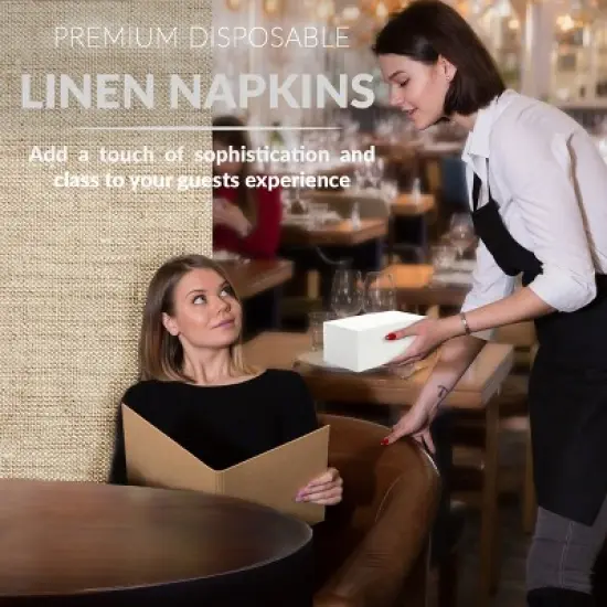 Inspire Linen Feel Disposable Napkins Elegant Guest Hand Towels For Fine Dining, Bathroom, Washing Station, Bulk Value image {2}