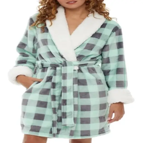 Women's Classic Plush Robe, Short Fleece Bathrobe Prints image {12}