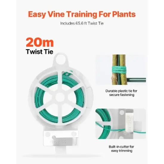 VEVOR Cucumber Trellis for Climbing Plants, 39" x 32" Foldable Cucumber Trellis Set with Twist Ties, Metal Garden Trellis for Raised Bed image {5}