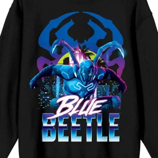 Blue Beetle Superhero & Logo Crew Neck Long Sleeve Black Adult Sweatshirt image {1}
