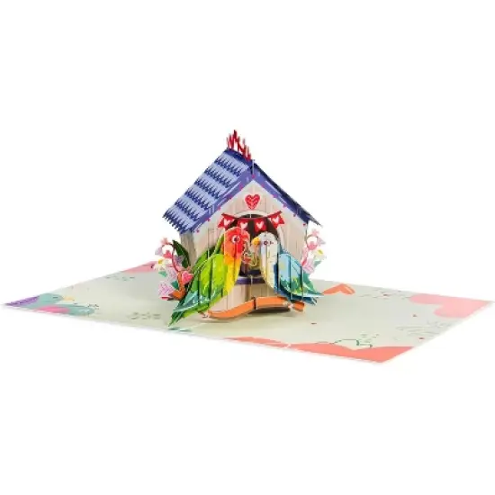 Frndly by Paper Love 3D Love Birds House Pop Up Card - 8" x 6" image {5}