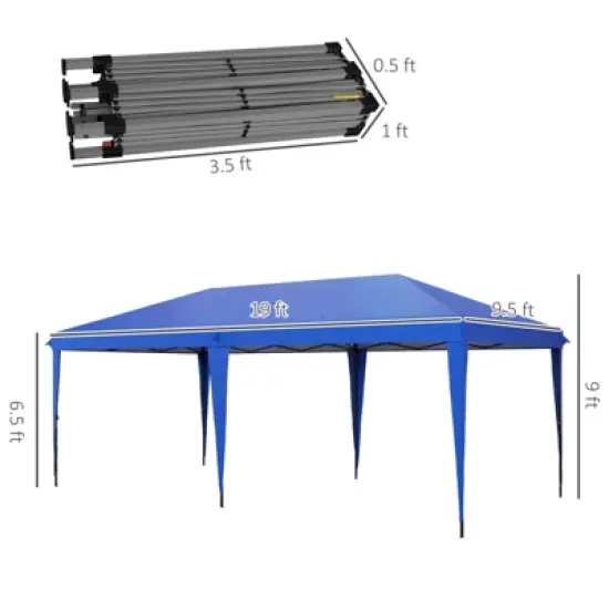 DSVIMOY 10'*20' Pop Up Canopy Tent, Outdoor Instant Gazebo Sun Shade Shelter for Catering, Wedding, Blue, 230.4"*116.4"*106.8" image {2}