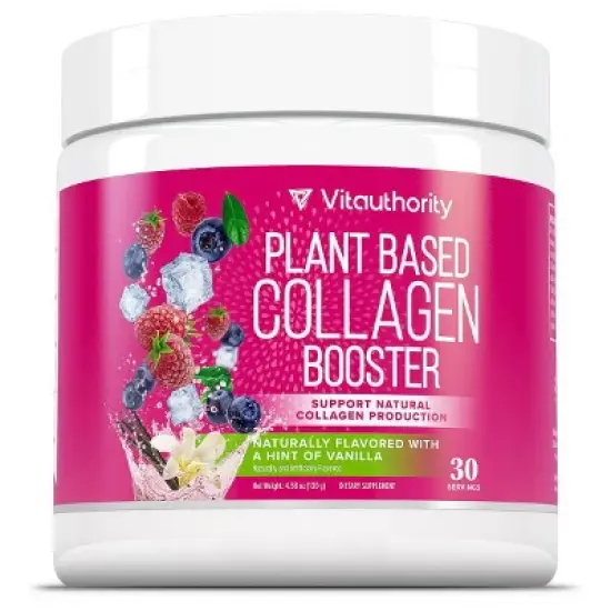 Plant Based Collagen Booster, Supports Natural Collagen for Skin, Hair & Nails, Vanilla Flavor, Vitauthority, 30 Servings image {1}