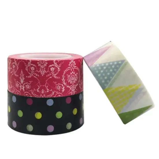 Wrapables Festive Washi Masking Tape (Set of 3), 10M L x 20mm W image {2}