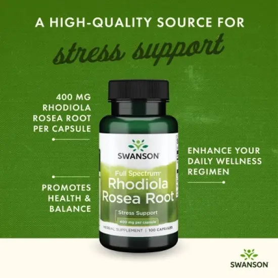 Swanson Full Spectrum Rhodiola Rosea Root, Supports Healthy Energy & Stress Levels, 400 mg (100 Capsules) image {1}