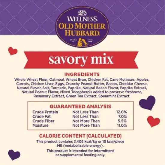 Old Mother Hubbard by Wellness - Extra Tasty Assortment Mini with Carrot, Apple, Liver, Cheese, Peanut Butter and Bacon Flavor Dog Treats - 20oz image {6}