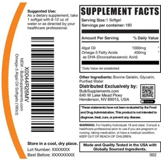 BulkSupplements Algal Oil Softgels - Omega-3 image {5}