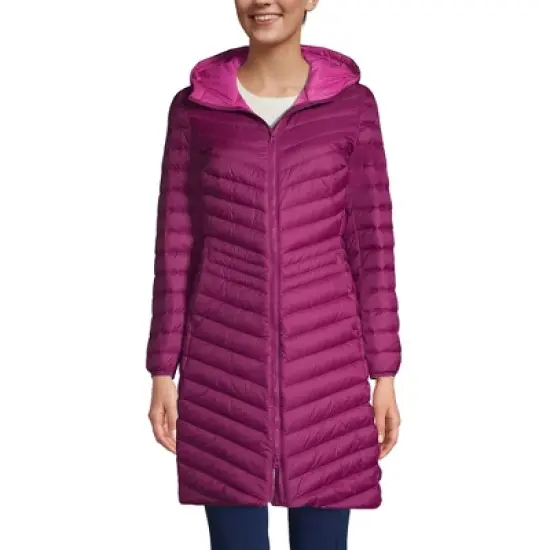 Lands' End Women's Ultralight Packable Long Down Coat image {10}