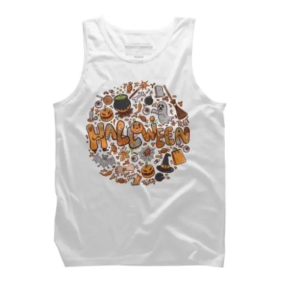 Men's Design By Humans happy halloween greeting holiday illustration By ghinan Tank Top image {7}