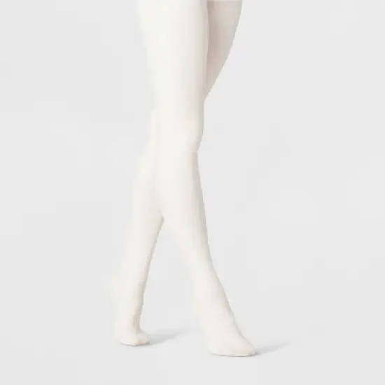 Women's Flat Knit Fleece Lined Tights - A New Day&trade; Ivory image {3}