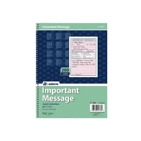 Adams Phone Message Pad 5.5" x 3.8" Ruled Pink 50 Sheets/Pad (SC1184D) 107177 image {2}