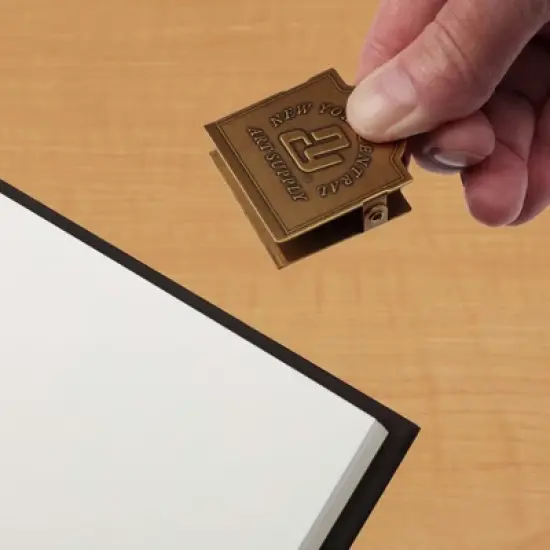 New York Central Embossed Brass Book Clip, Vintage Patina Finish, 1.57" x 1.73" x 0.77", Holds up to .67", Decorative Office Supplies, Durable Journal image {6}