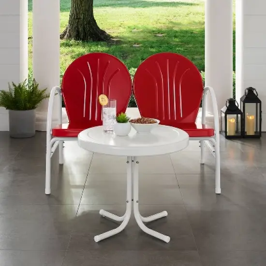 Griffith 3pc Outdoor Conversation Set - Red - Crosley image {2}