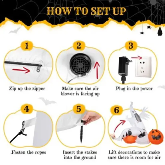 Karl Home 11.8 FT Halloween Inflatables Ghost Spider Pumpkin Outdoor Decorations image {6}