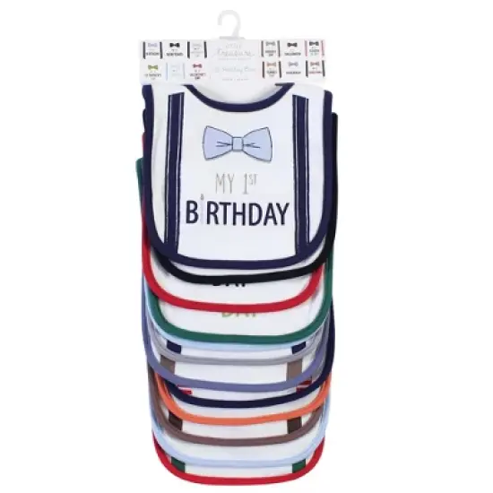 Little Treasure Baby Boy Cotton Bibs 12pk, Holiday Bow Ties, One Size image {1}