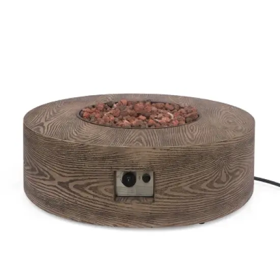 Senoia Outdoor Round Fire Pit with Tank Holder - Brown - Christopher Knight Home image {2}