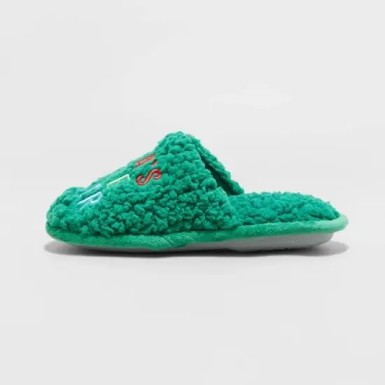 Kids' Holiday Santa's Little Helper Scuff Slippers - Wondershop&trade; Green image {1}