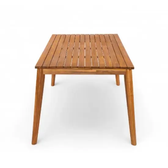 Christopher Knight Home Veronica Outdoor Rustic Acacia Wood Dining Table with Slatted Design image {3}