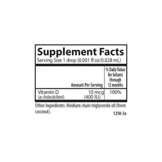 Carlson - Baby's Super Daily D3, Vitamin D Drops, 400 IU (10 mcg) per Drop, Vegetarian, Unflavored image {4}