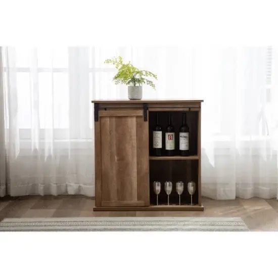 Weston Sliding Barn Door Wine Cabinet Natural - Boraam image {13}