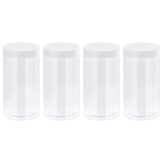 Unique Bargains Round Clear Plastic Empty Jars with White Screw Lid for Storage 4 Pcs image {6}