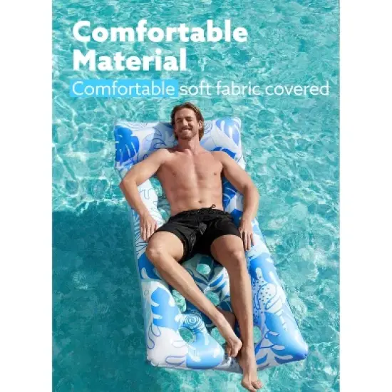 Joyfy Pool Floats Lounger with Headrest, Pool Floaties for Adult, Inflatable Pool Lounge Chairs, Sun Tanning Floaty Raft for Lake Beach Pool Party image {2}