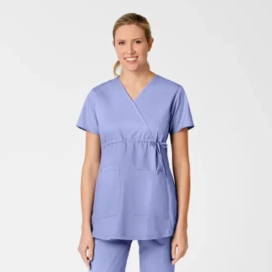 Wink Maternity Mock Wrap Scrub Top image {9}