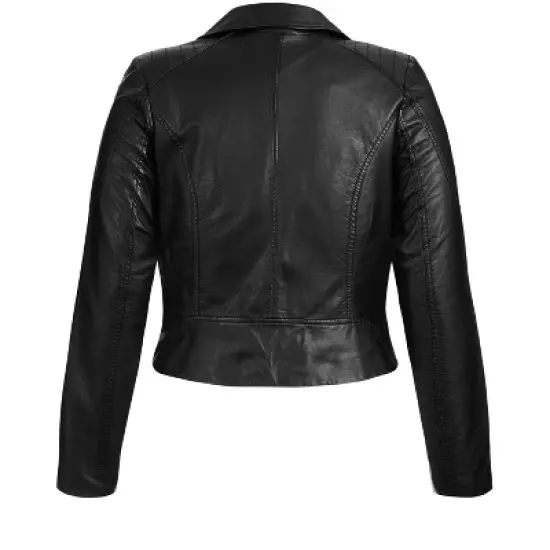 Women's Plus Size Jacket Zip Biker - Black | CITY CHIC image {6}