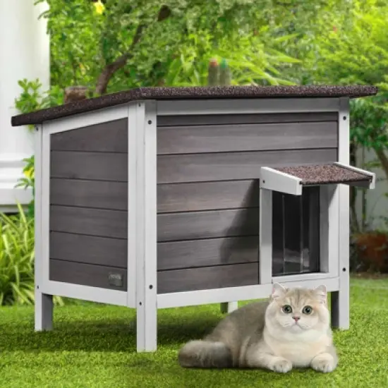 VEVOR Outdoor Cat House Weatherproof, Feral Cat Shelter for Multiple Cats, Outdoor Wooden Cat Rabbit House with All-Round Foam Insulated, Open Roof image {1}