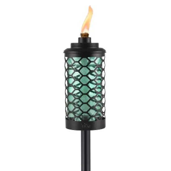 Tiki Honeycomb Stepnstall Glass Outdoor Torch Blue image {3}