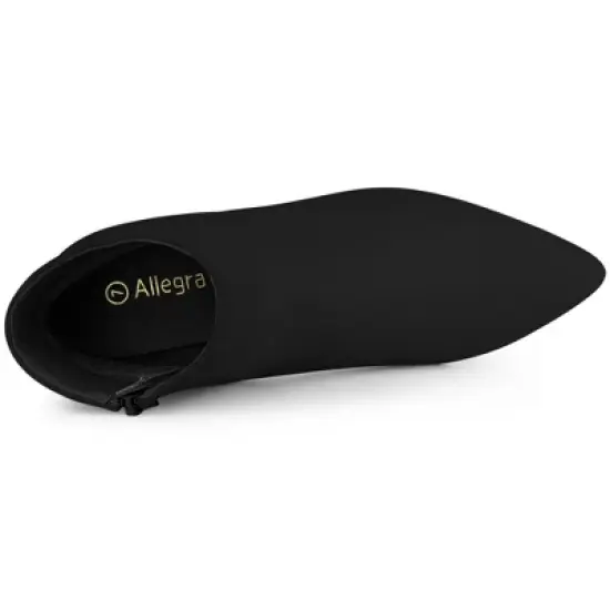 Allegra K Women's Pointy Toe Side Zip Chunky Heels Ankle Boots image {4}