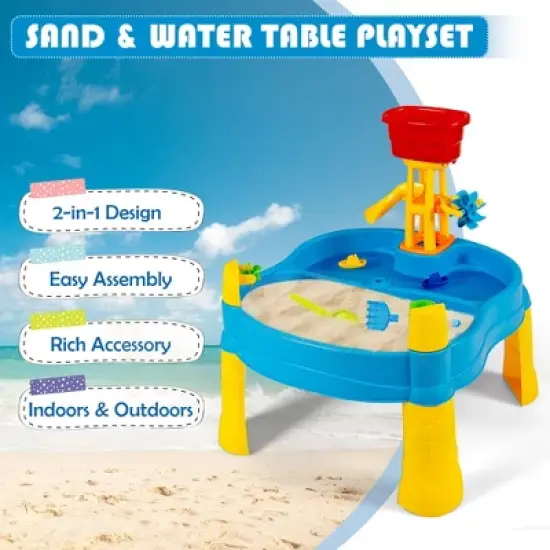 Costway Kids Sand and Water Table Activity Table Sandbox w/ 18 Pcs Accessories image {7}
