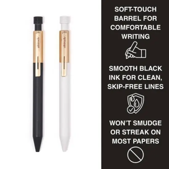 Altitude Supplies 2pk Ballpoint Pens &ndash; Gold, Refillable, Black Ink, 1.0mm Medium Point image {1}