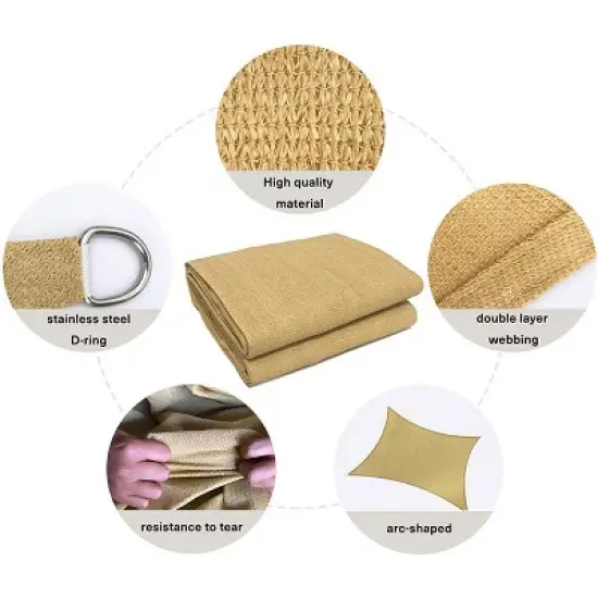 Handpoint Rectangle Patio Sun Shade Sail &ndash; Sand, UV-Blocking Outdoor Canopy image {6}