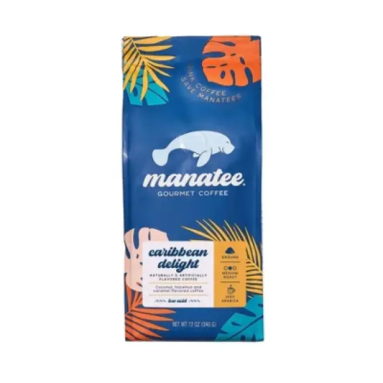 Manatee Gourmet Coffee Caribbean Delight Flavored Blend Medium Roast Ground Coffee - 12oz image {7}